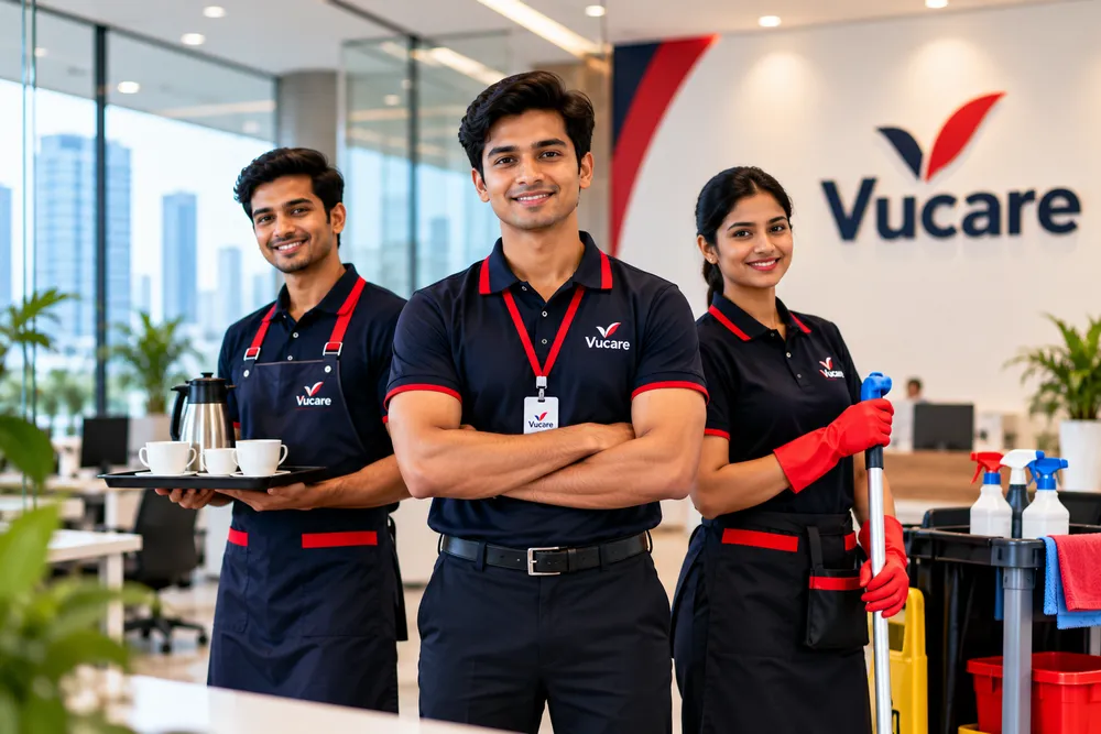 The Vucare team who supply office boys, pantry boys and housekeeping staff in Bangalore