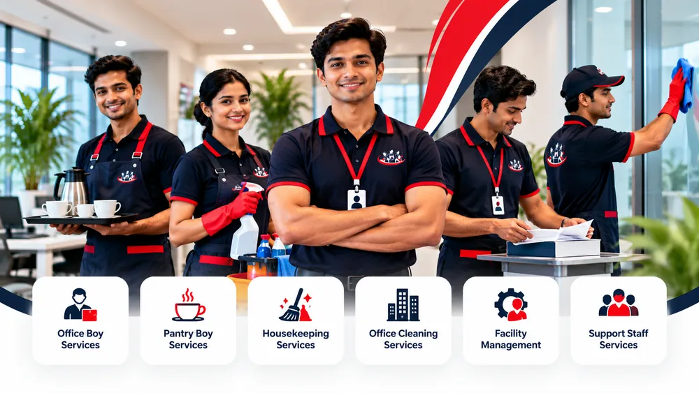 Vucare facility management staff supporting a Bangalore office