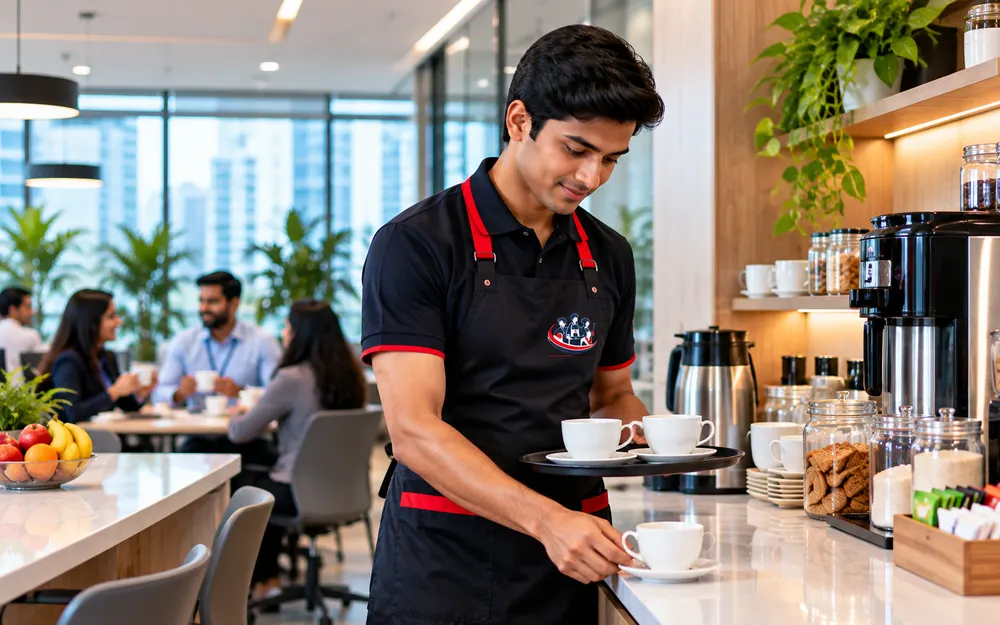 Vucare facility staff serving offices in East Bangalore
