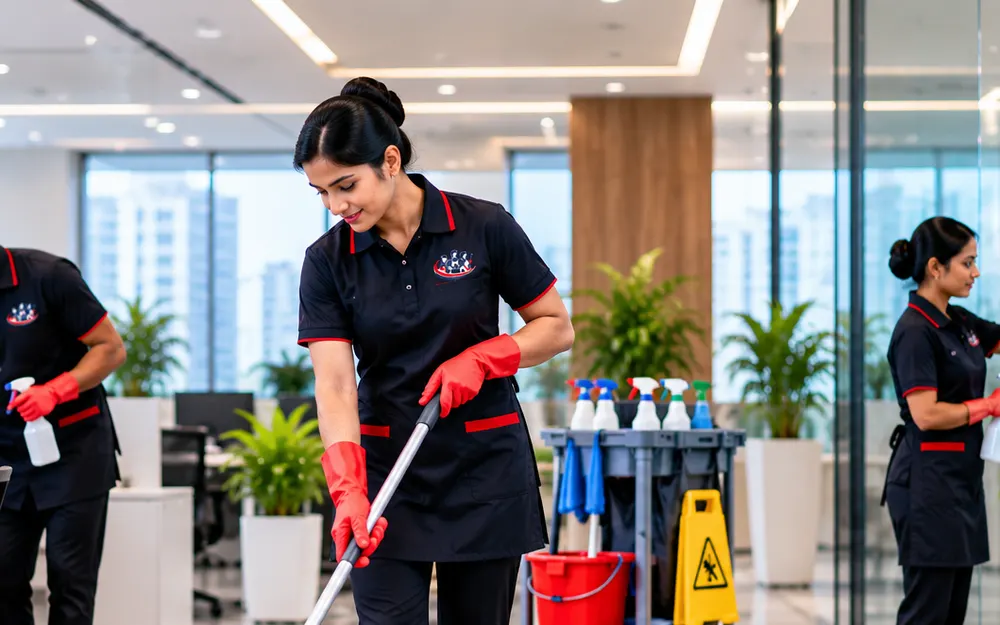 Housekeeping Services team at work for offices in Banashankari, Bangalore