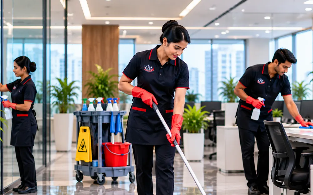 Housekeeping Services team at work for offices in BTM Layout, Bangalore