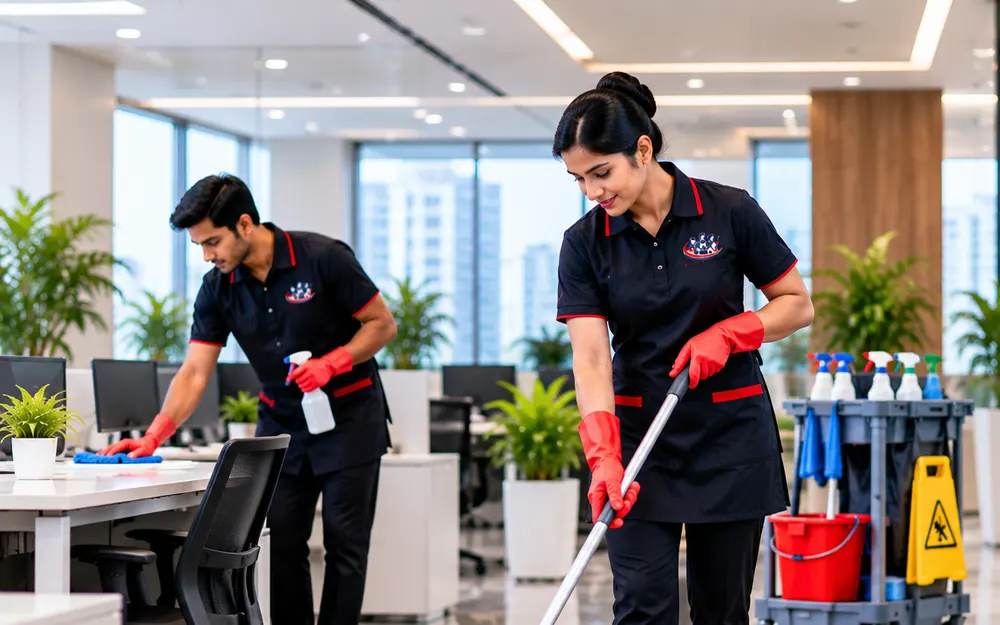 Housekeeping Services team at work for offices in HSR Layout, Bangalore