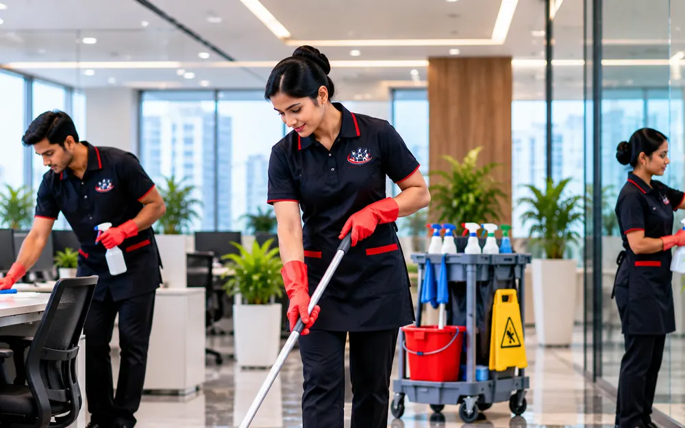 Housekeeping Services team at work for offices in Marathahalli, Bangalore