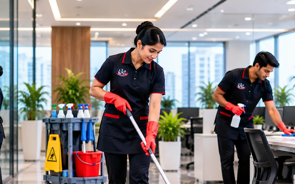 Housekeeping Services team at work for offices in Rajajinagar, Bangalore